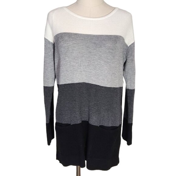 Vince Camuto Grey Striped Long Sleeve Sweater New With Tags Women's Size S - Picture 5 of 12
